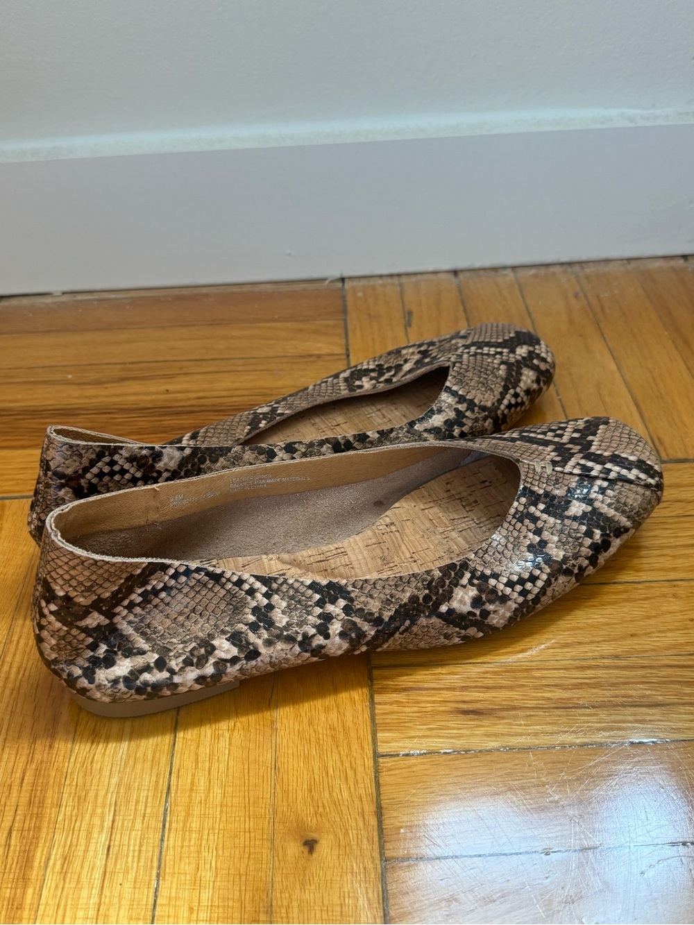 Women's Brown Snake-Print Ballet Flats
